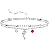 Sterling Silver Personalized Filigree Turtle Orca Whale Single Layer Anklet Bracelet