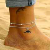 Filigree Turtle /Orca Whale Anklet Bracelet Sterling Silver Beaded Sea Turtle Charm Anklet Bracelet Optional Birthstone