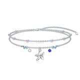 Sterling Silver Personalized Filigree Turtle Orca Whale Single Layer Anklet Bracelet