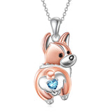 Sterling Silver Birthstone Corgi Pendant Necklace