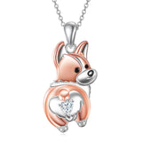 Sterling Silver Birthstone Corgi Pendant Necklace