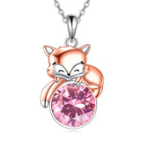 Sterling Silver Birthstone Fox Pendant Necklace