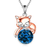 Sterling Silver Birthstone Fox Pendant Necklace