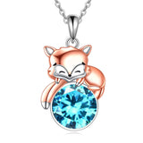 Sterling Silver Birthstone Fox Pendant Necklace