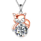 Sterling Silver Birthstone Fox Pendant Necklace