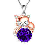 Sterling Silver Birthstone Fox Pendant Necklace