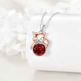 Sterling Silver Birthstone Fox Pendant Necklace