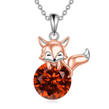 Sterling Silver Birthstone Fox Pendant Necklace