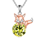 Sterling Silver Birthstone Fox Pendant Necklace