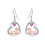 Sterling Silver Birthstone Dachshund Dangle Earrings