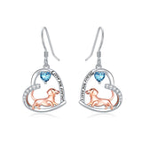 Sterling Silver Birthstone Dachshund Dangle Earrings