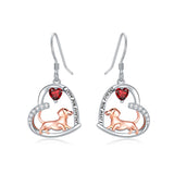 Sterling Silver Birthstone Dachshund Dangle Earrings