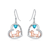 Sterling Silver Birthstone Dachshund Dangle Earrings