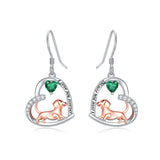 Sterling Silver Birthstone Dachshund Dangle Earrings