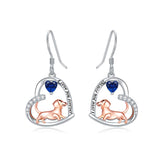 Sterling Silver Birthstone Dachshund Dangle Earrings