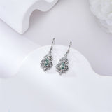 Sterling Silve Vintage Teardrop Moss Agate Filigree  Drop Earrings