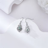 Sterling Silve Vintage Teardrop Moss Agate Filigree  Drop Earrings