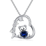 Sterling Silver Birthstone Teddy Bear Pendant Necklace