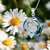 Sterling Silver Crystal Birthstone 12 Birth Flower  Pendant  Necklace