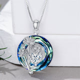 Sterling Silver Crystal Birthstone 12 Birth Flower  Pendant  Necklace