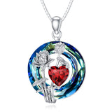 Sterling Silver Crystal Birthstone 12 Birth Flower  Pendant  Necklace