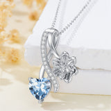 Sterling Silver Cubic Zirconia 12 Month Birth Flower Pendant Necklace