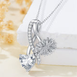 Sterling Silver Cubic Zirconia 12 Month Birth Flower Pendant Necklace