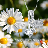 Sterling Silver Cubic Zirconia 12 Month Birth Flower Pendant Necklace