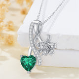 Sterling Silver Cubic Zirconia 12 Month Birth Flower Pendant Necklace