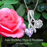 Sterling Silver Cubic Zirconia 12 Month Birth Flower Pendant Necklace