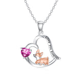 Sterling Silver Birthstone Corgi Pendant Necklace