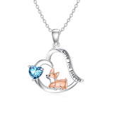 Sterling Silver Birthstone Corgi Pendant Necklace