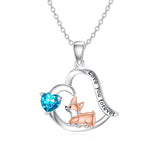 Sterling Silver Birthstone Corgi Pendant Necklace