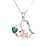 Sterling Silver Birthstone Corgi Pendant Necklace