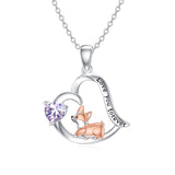 Sterling Silver Birthstone Corgi Pendant Necklace