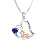 Sterling Silver Birthstone Corgi Pendant Necklace