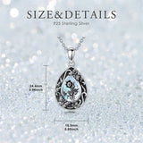 Sterling Silver Personalized Engraved Teardrop Moonstone Butterfly Birth Flower Pendant Necklace
