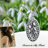 Sterling Silver Personalized Engraved Birth Flower Urn Necklace for Ashes