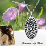 Sterling Silver Personalized Engraved Birth Flower Urn Necklace for Ashes