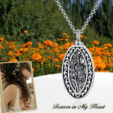 Sterling Silver Personalized Engraved Birth Flower Urn Necklace for Ashes