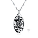 Sterling Silver Personalized Engraved Birth Flower Urn Necklace for Ashes