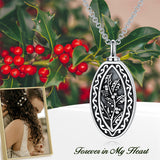 Sterling Silver Personalized Engraved Birth Flower Urn Necklace for Ashes