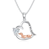 Sterling Silver Heart Birthstone  Dachshund Pendant Necklace