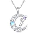 Sterling Silver Heart Birthstone  Dachshund Pendant Necklace