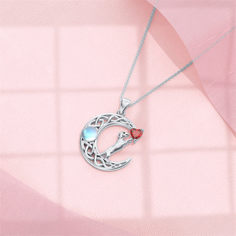 Sterling Silver Heart Birthstone  Dachshund Pendant Necklace