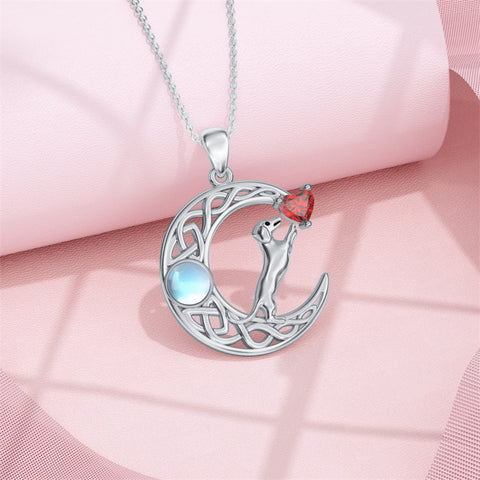 Sterling Silver Heart Birthstone  Dachshund Pendant Necklace