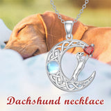 Sterling Silver Heart Birthstone  Dachshund Pendant Necklace