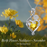 Sterling Silve 12Month  Birthstone Birth Flower Necklace  Pendant Necklace