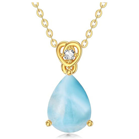 14K Gold 2 Carat Teardrop Created Birthstone with Real Diamond Pendant Necklace