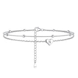 Sterling Silver 26 initials Single Layer Charm Anklet